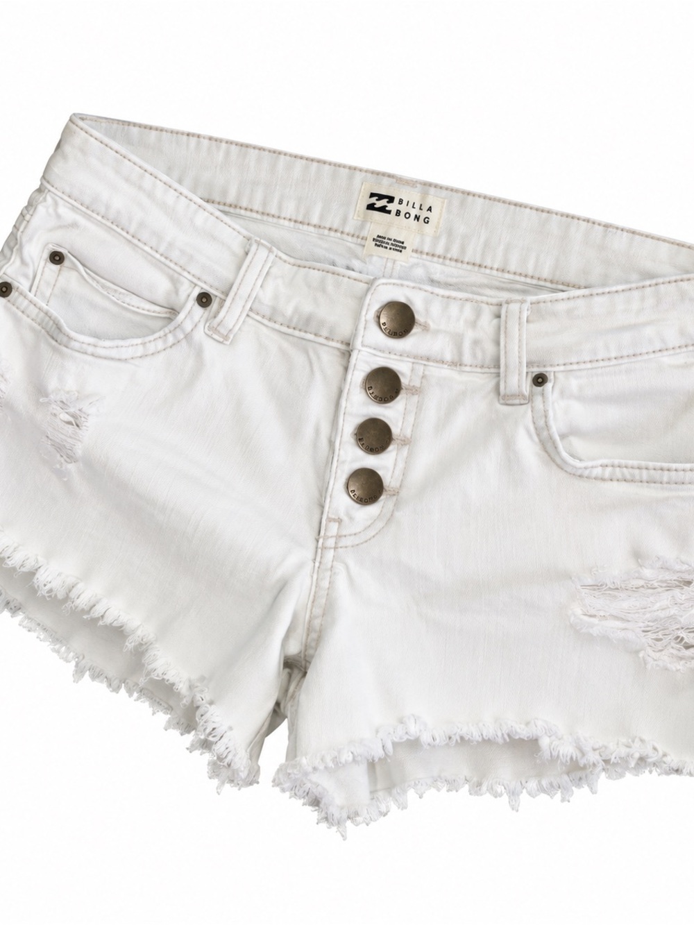 Billabong Frayed Button-Front Denim Shorts